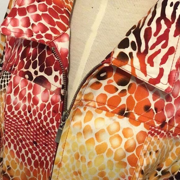 Erin by Erin Fetherson Women’s Multi Color Zipper Jacket Top Animal Large Petite - Picture 3 of 9